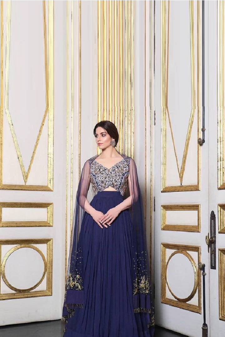 Midnight Blue Embroidered Anarkali Set