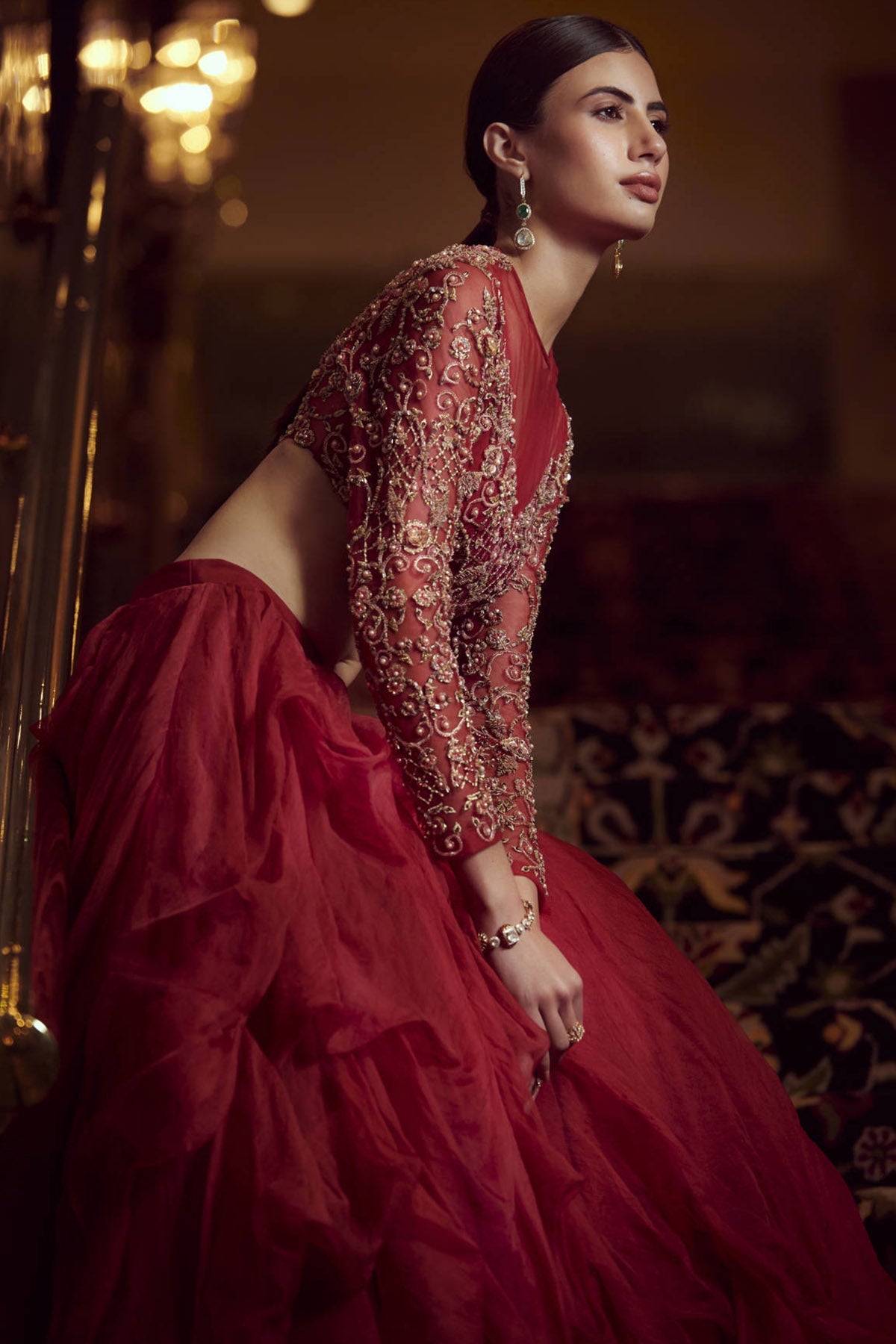 Cherry Red Lehenga Set