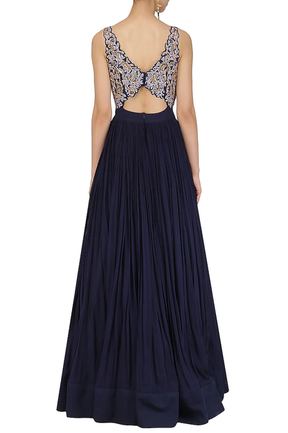 Midnight Blue Embroidered Anarkali Set