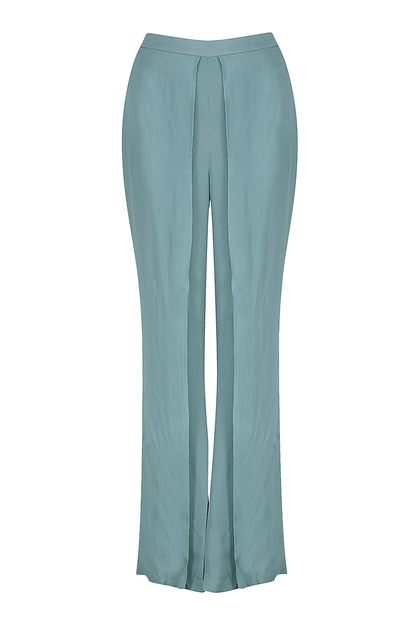 Baby Blue Tassel and Ruffles Crop Top with Flap Pants