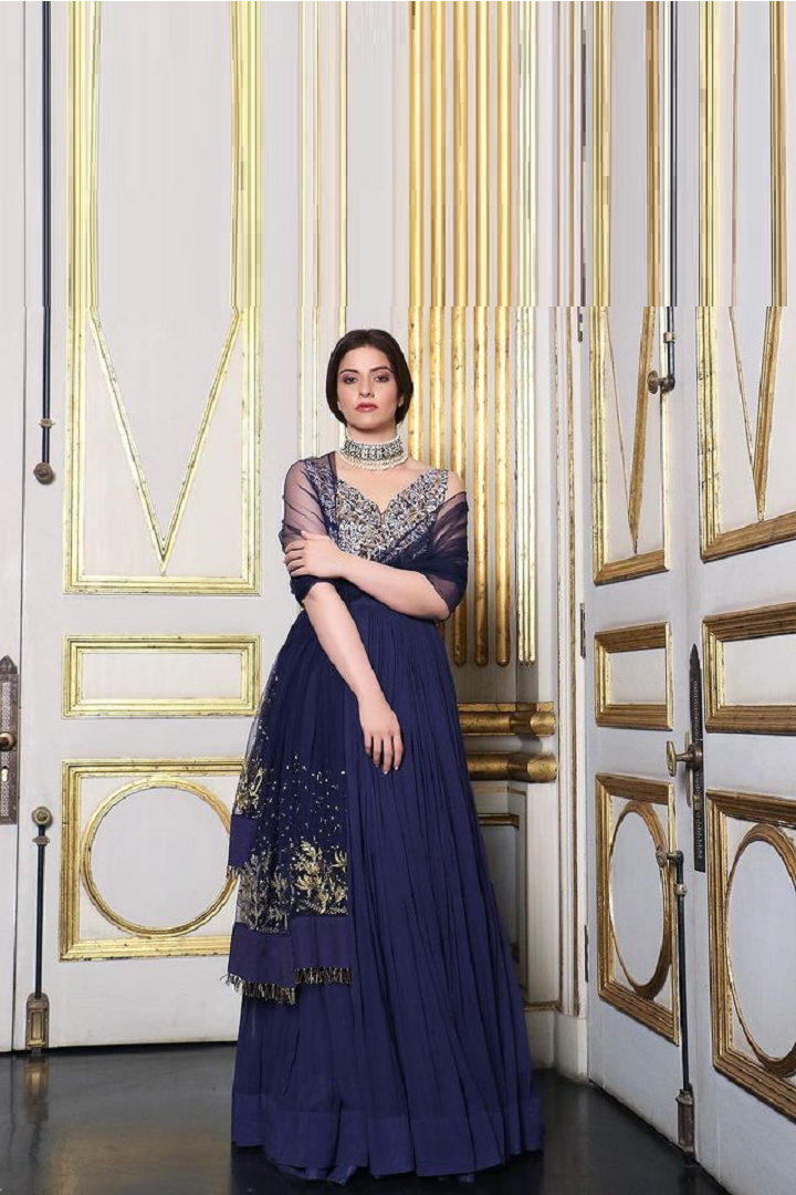 Midnight Blue Embroidered Anarkali Set